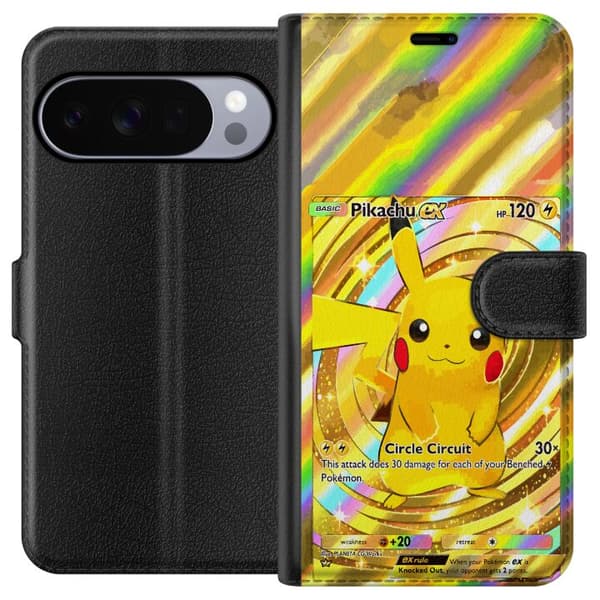 Kompatibel Tegnebogsetui til Google Pixel 10 Pro Skinnende Pikachu EX-design med samlertankelset