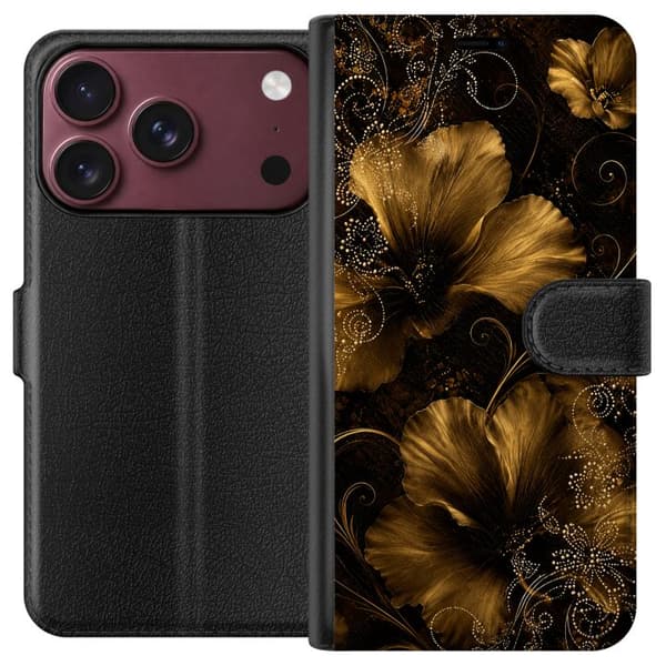 Kompatibelt Lommeboketui til Apple iPhone 18 Pro Max Gyllen blomstring