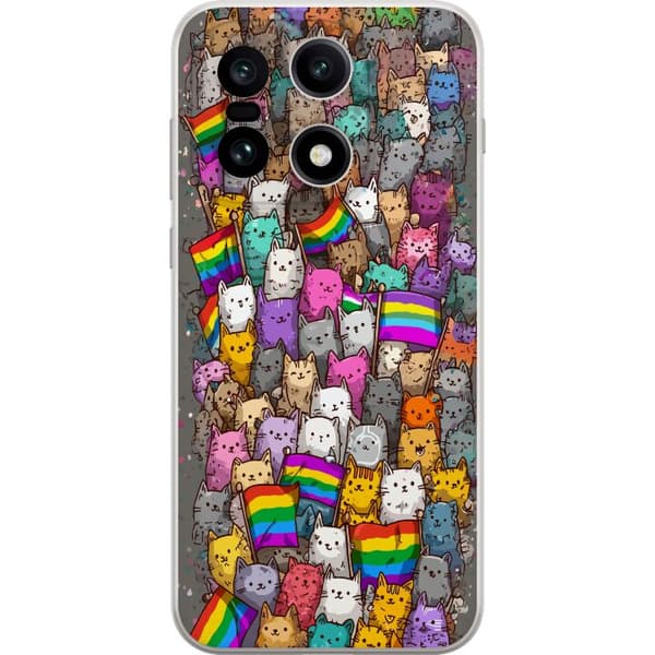 Kompatibelt Mobildeksel til OnePlus 15 Illustrerte katter med prideflagg i fargerik samling