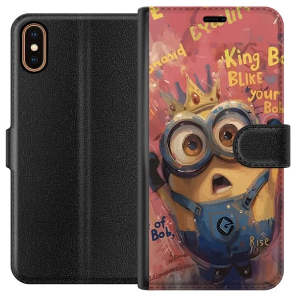 Kompatibel Tegnebogsetui til Apple iPhone X Minion Med Krona