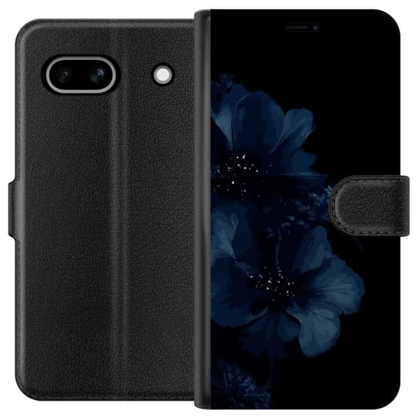 Kompatibelt Lommeboketui til Google Pixel 7a Mörkblå blommor