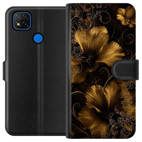 Kompatibelt Plånboksfodral till Xiaomi Redmi 9C Golden Bloom