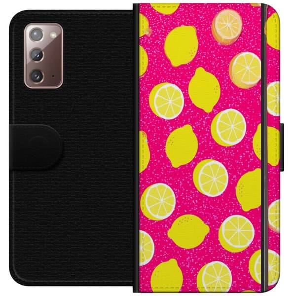 Kompatibelt Plånboksfodral till Samsung Galaxy Note20 Citronmönster rosa