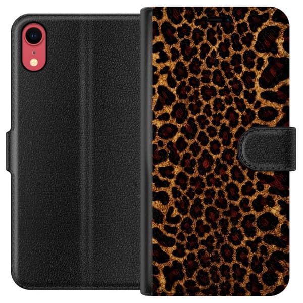 Kompatibelt Plånboksfodral till Apple iPhone XR Leopard Icon