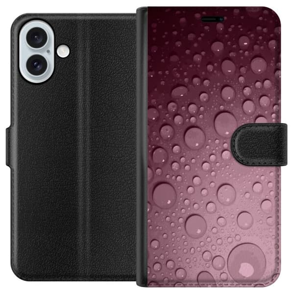 Kompatibelt Plånboksfodral till Apple iPhone 16 Plus Rosa vattendroppar