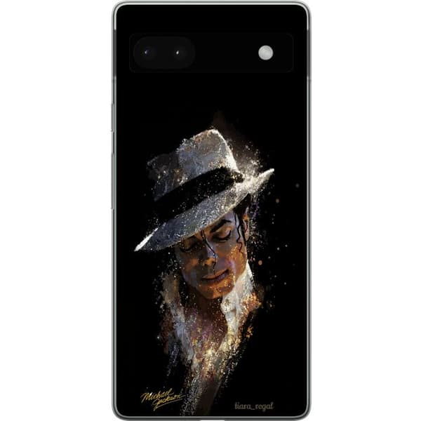 Kompatibelt Mobildeksel til Google Pixel 6a Kunstnerisk portrett av mann med hvit hatt og glitrende detaljer