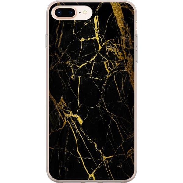 Kompatibelt Mobilskal till Apple iPhone 8 Plus Marble Black&Gold