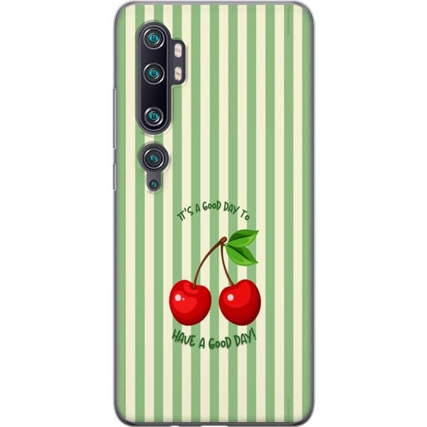 Kompatibelt Mobildeksel til Xiaomi Mi Note 10 Pro Søtt kirsebærbilde med hjerteformet design