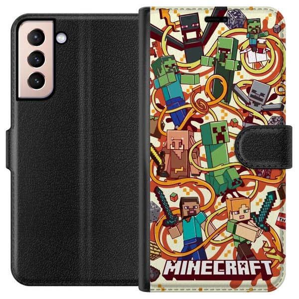 Kompatibel Tegnebogsetui til Samsung Galaxy S21 Minecraft