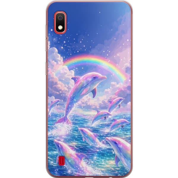 Kompatibelt Mobildeksel til Samsung Galaxy A10 Glittrande regnbågsdelfiner