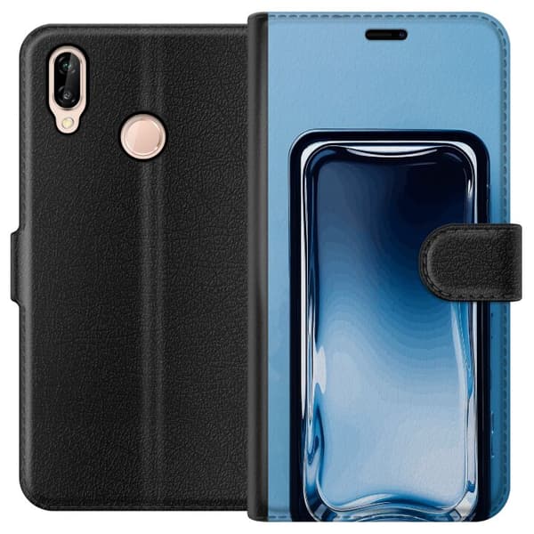 Kompatibel Tegnebogsetui til Huawei P20 lite Blå glaseffekt