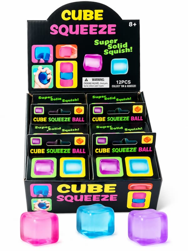 CoolCube Squeeze Squishy – Blød Stresskube & Fidget Toy i Tilfældig Farve