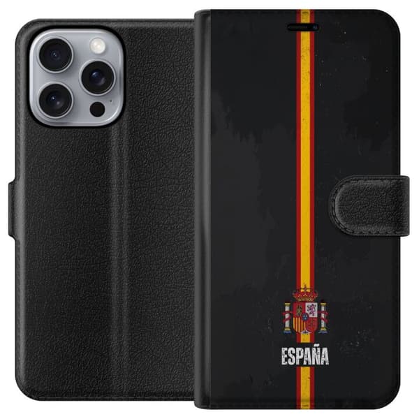 Kompatibelt Lommeboketui til Apple iPhone 16 Pro Max Stilig design med Spanias flagg