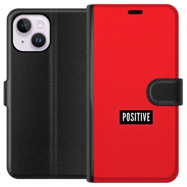 Kompatibel Tegnebogsetui til Apple iPhone 14 Plus Positive text