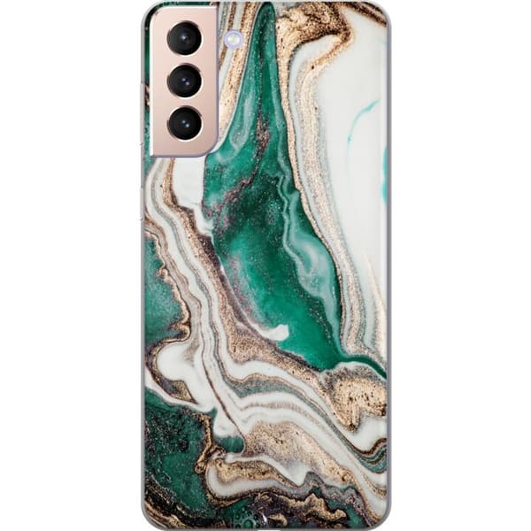Kompatibelt Mobildeksel til Samsung Galaxy S21 Grønn/Gull marmor