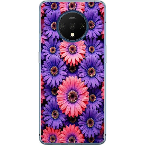 Kompatibelt Mobildeksel til OnePlus 7T Lila och rosa blommor