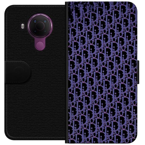 Kompatibelt Lommeboketui til Nokia 5.4 Moderneluksuriøst monogram i stilrent design