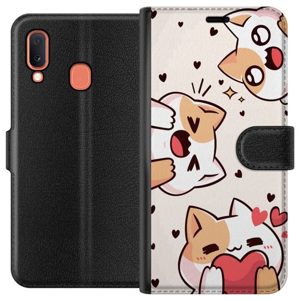 Kompatibelt Lommeboketui til Samsung Galaxy A20e Søt katt