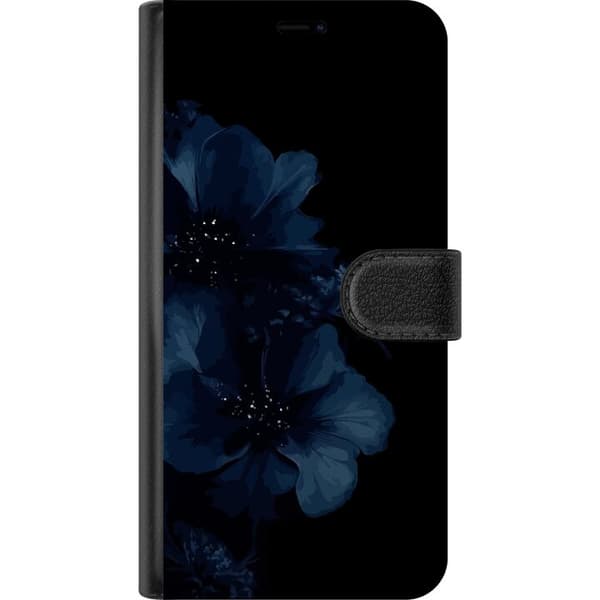 Kompatibelt Lommeboketui til Apple iPhone 14 Pro Max Mörkblå blommor
