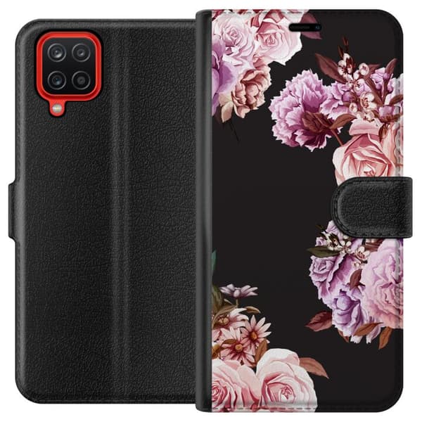 Kompatibel Tegnebogsetui til Samsung Galaxy A12 Blomster
