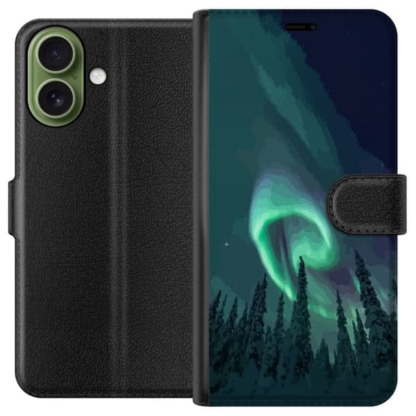 Kompatibelt Lommeboketui til Apple iPhone 17 Norrsken över vinterlandskap