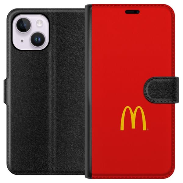 Kompatibel Tegnebogsetui til Apple iPhone 15 Plus Ikonsk McDonald's-design i minimalistisk stil