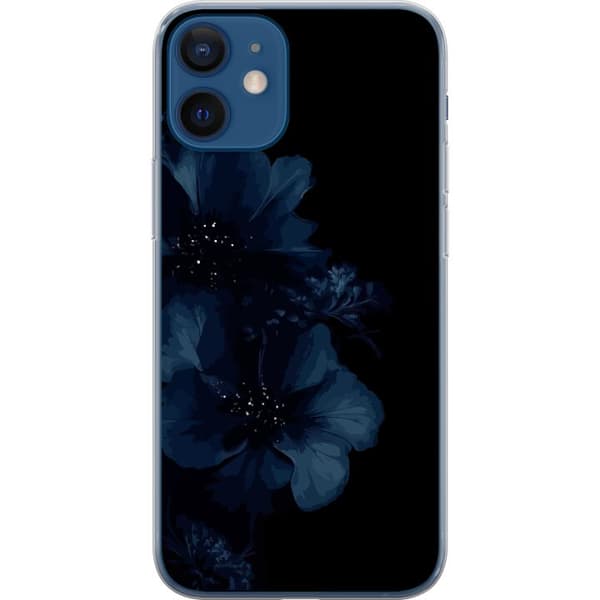 Kompatibelt Mobildeksel til Apple iPhone 12 Mörkblå blommor