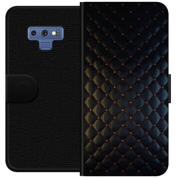 Kompatibel Tegnebogsetui til Samsung Galaxy Note9 Elegant sort bølgemønster med dekorative krystaldetaljer