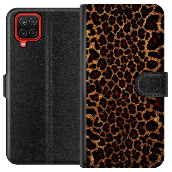 Kompatibel Tegnebogsetui til Samsung Galaxy A12 Leopardikon