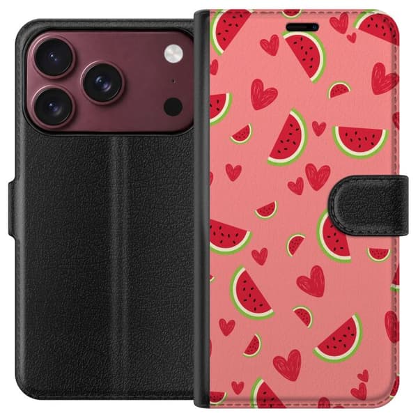 Kompatibelt Plånboksfodral till Apple iPhone 18 Pro Max Vattenmelon och hjärtan