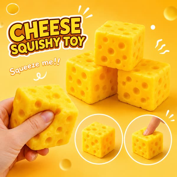 Cheese Dumpling Squishy Toy – Myk Ostekube, Stressball, Fidget Toy & Sensorisk Leke