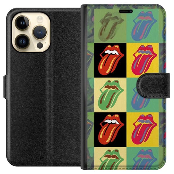 Kompatibel Tegnebogsetui til Apple iPhone 15 Pro Max Farverig pop kunst med ikonisk Rolling Stones design