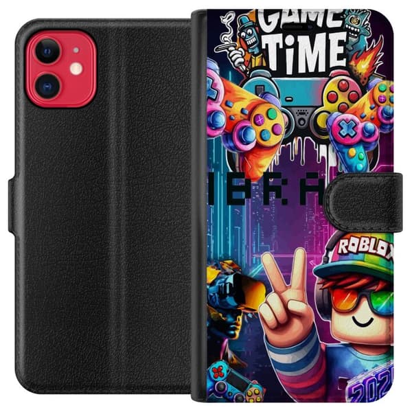 Kompatibel Tegnebogsetui til Apple iPhone 11 Neon Gamer-kunst