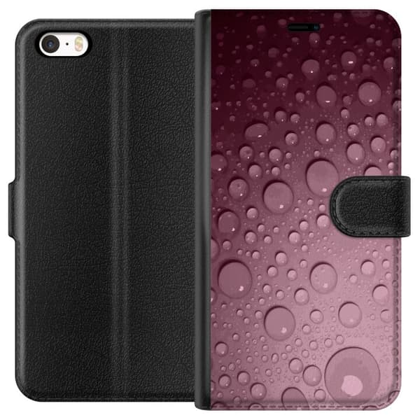Kompatibel Tegnebogsetui til Apple iPhone SE (2016) Rosa vattendroppar
