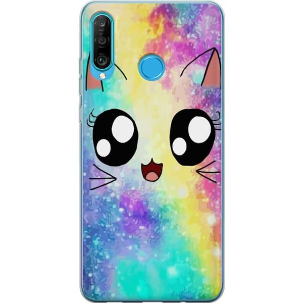 Kompatibelt Mobilskal till Huawei P30 lite Cute Cat Galaxy