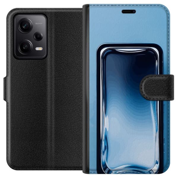 Kompatibelt Lommeboketui til Xiaomi Redmi Note 12 Pro Blå glaseffekt