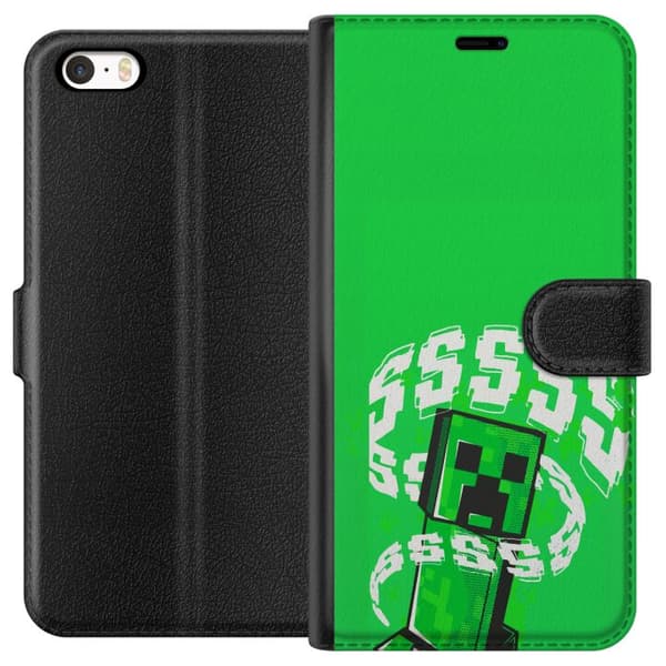 Yhteensopiva Lompakkokotelo Apple iPhone 5 Grön pixelfigur