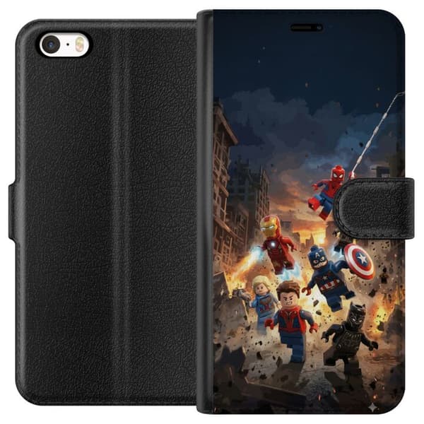 Kompatibel Tegnebogsetui til Apple iPhone 5s Actionfyldt LEGO Marvel-motiv til superheltfans
