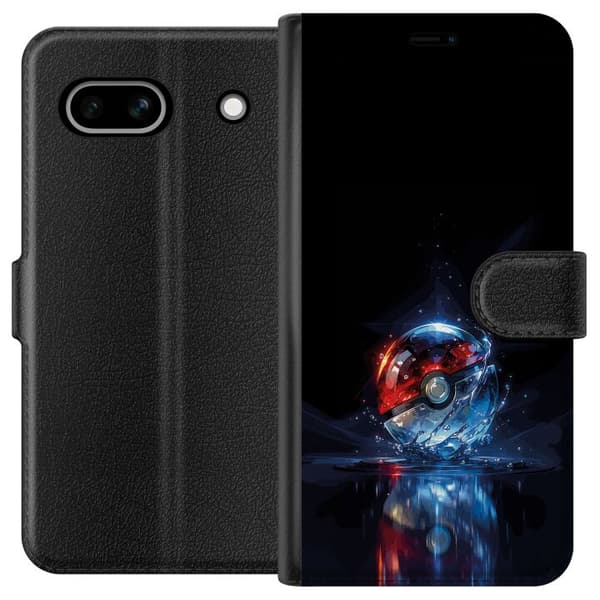 Kompatibelt Lommeboketui til Google Pixel 7a Pokéball med refleksjon og blå vann effekter