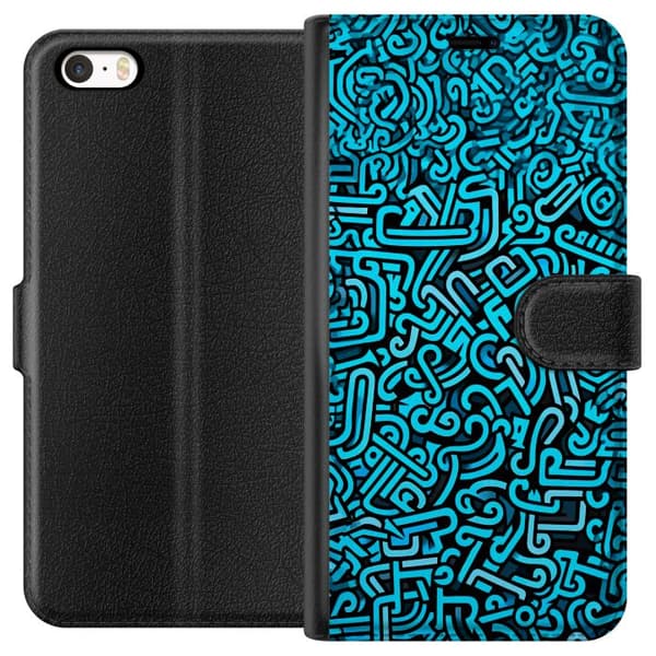 Yhteensopiva Lompakkokotelo Apple iPhone SE (2016) Blå abstrakt graffiti