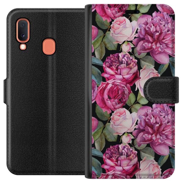 Kompatibelt Plånboksfodral till Samsung Galaxy A20e Blommor