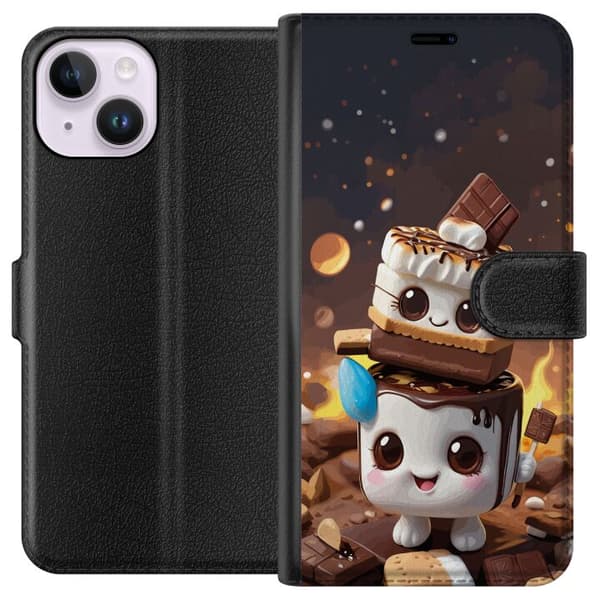 Kompatibel Tegnebogsetui til Apple iPhone 15 Sød dessertdesign med marshmallow