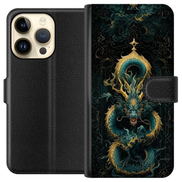 Kompatibel Tegnebogsetui til Apple iPhone 15 Pro Asiatisk drake