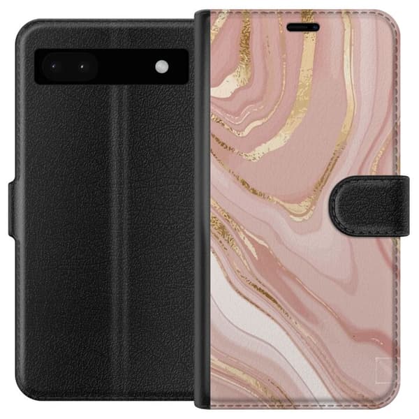 Kompatibel Tegnebogsetui til Google Pixel 6a Marmor Lyserød