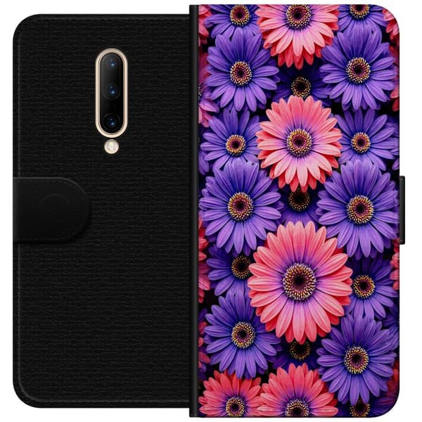 Kompatibelt Plånboksfodral till OnePlus 7 Pro Lila och rosa blommor