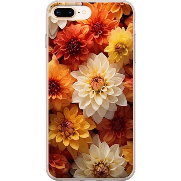 Kompatibel Mobilcover til Apple iPhone 8 Plus Orange Blomster