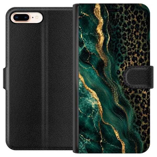 Kompatibelt Lommeboketui til Apple iPhone 7 Plus Smaragdleopard