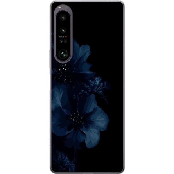 Kompatibelt Mobildeksel til Sony Xperia 1 IV Mörkblå blommor