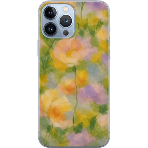 Kompatibelt Mobildeksel til Apple iPhone 13 Pro Max Solvarme blomster i håndmalt romantisk stil