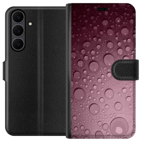 Kompatibelt Plånboksfodral till Samsung Galaxy S25 FE Rosa vattendroppar
